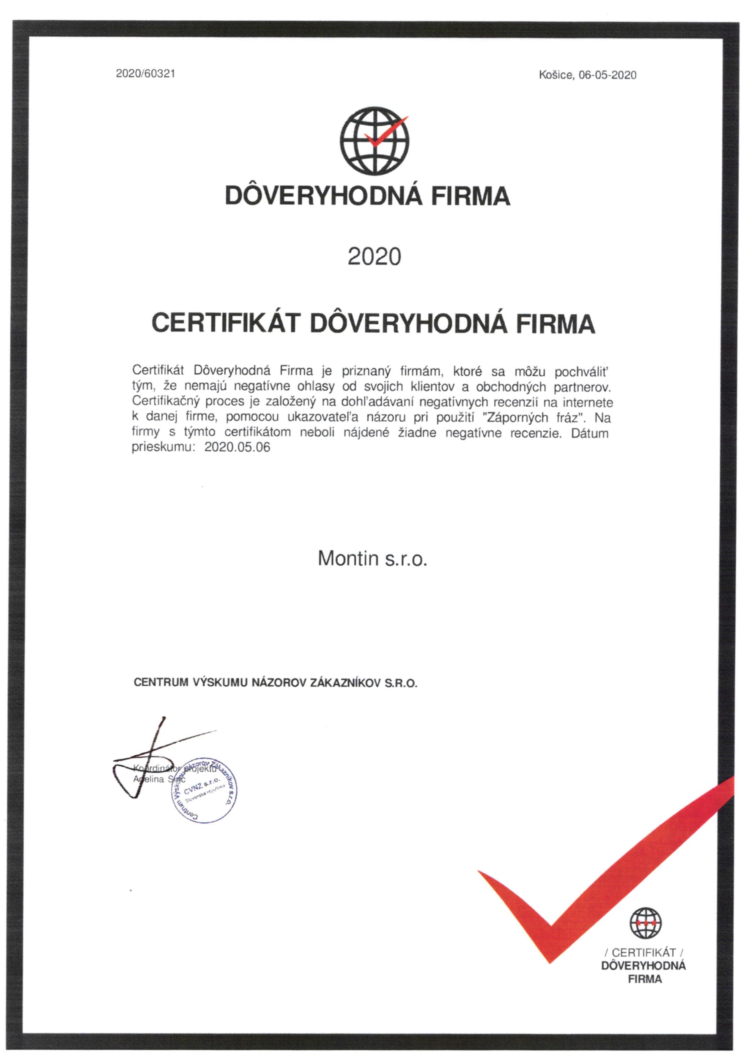 Trusted Company 2020 Certificate